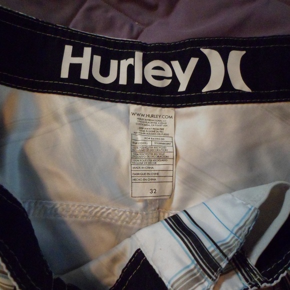 Men's Hurley Board Shorts White/Blk Plaid - Picture 3 of 7